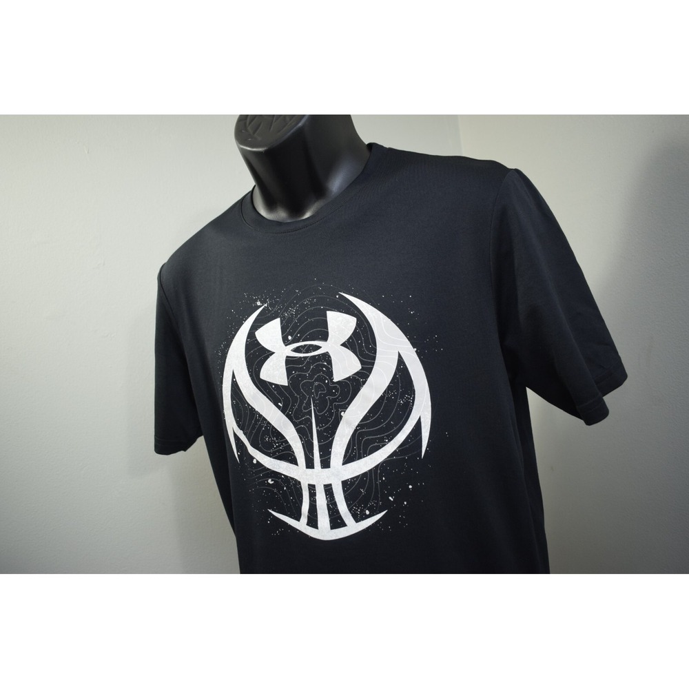 Under Armour Basketball Gym Shirt‎ Black HeatGear Loose Short Sleeve Mens Small